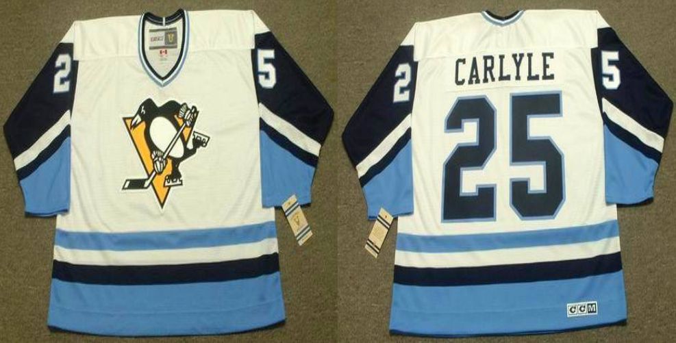 2019 Men Pittsburgh Penguins 25 Carlyle White blue CCM NHL jerseys
